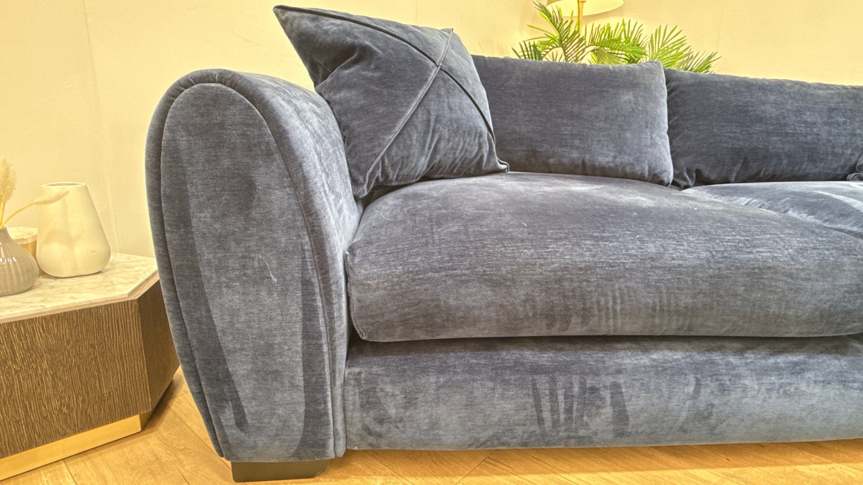 Sofology Hourglass Fabric 3 Seater in Vintage Velvet Navy/Graphite Mix