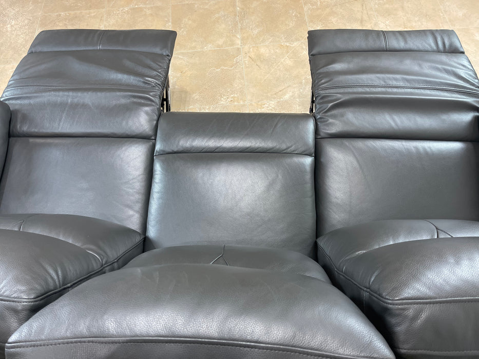 Albion Leather 3 Seater Charcoal - Manual Recliner (WA2)