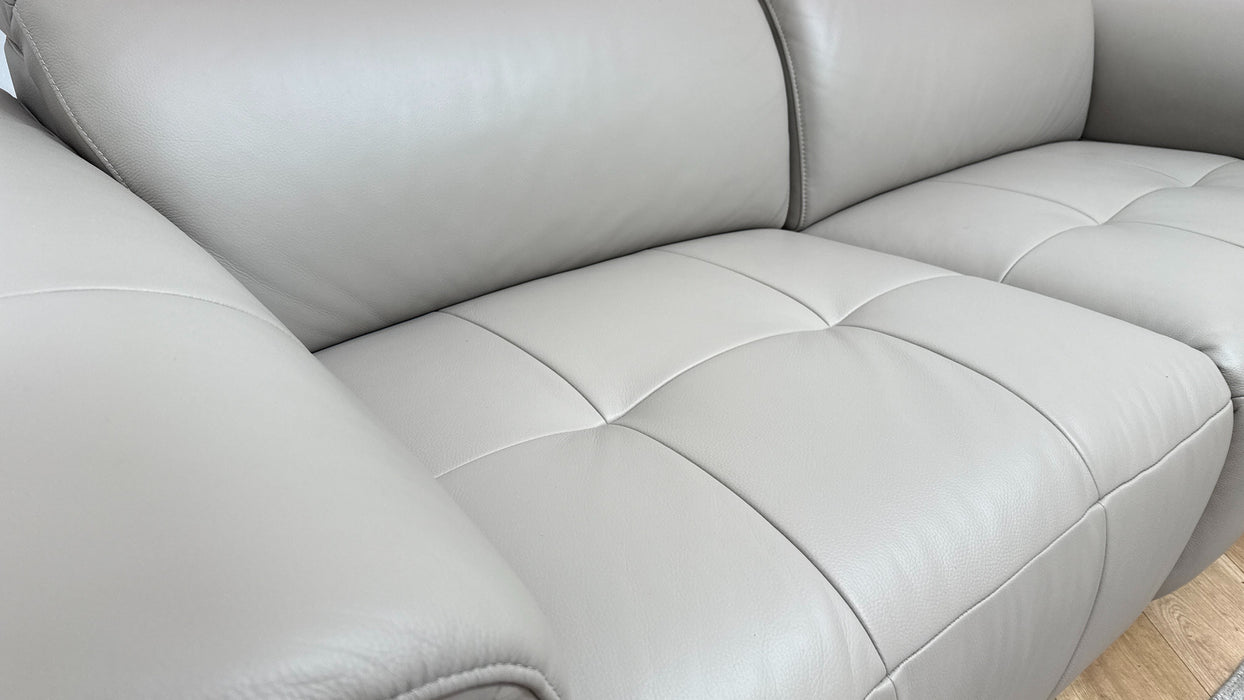 Sofology Milan Leather 2.5 Seater Power Recliner/Headrest in Trusty Embossed Light Grey