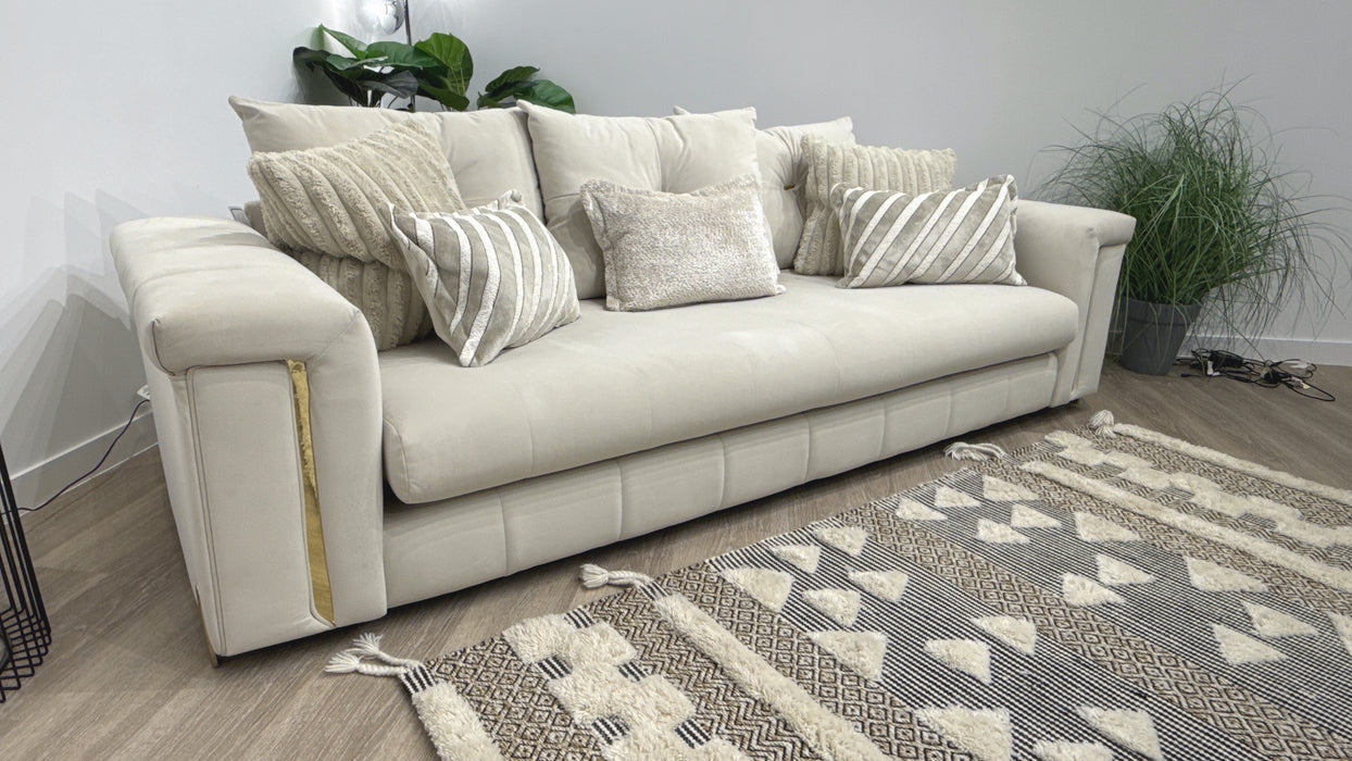 Sofology Oscar 4 Seater Fabric Sofa in Super Matt Velvet Ecru
