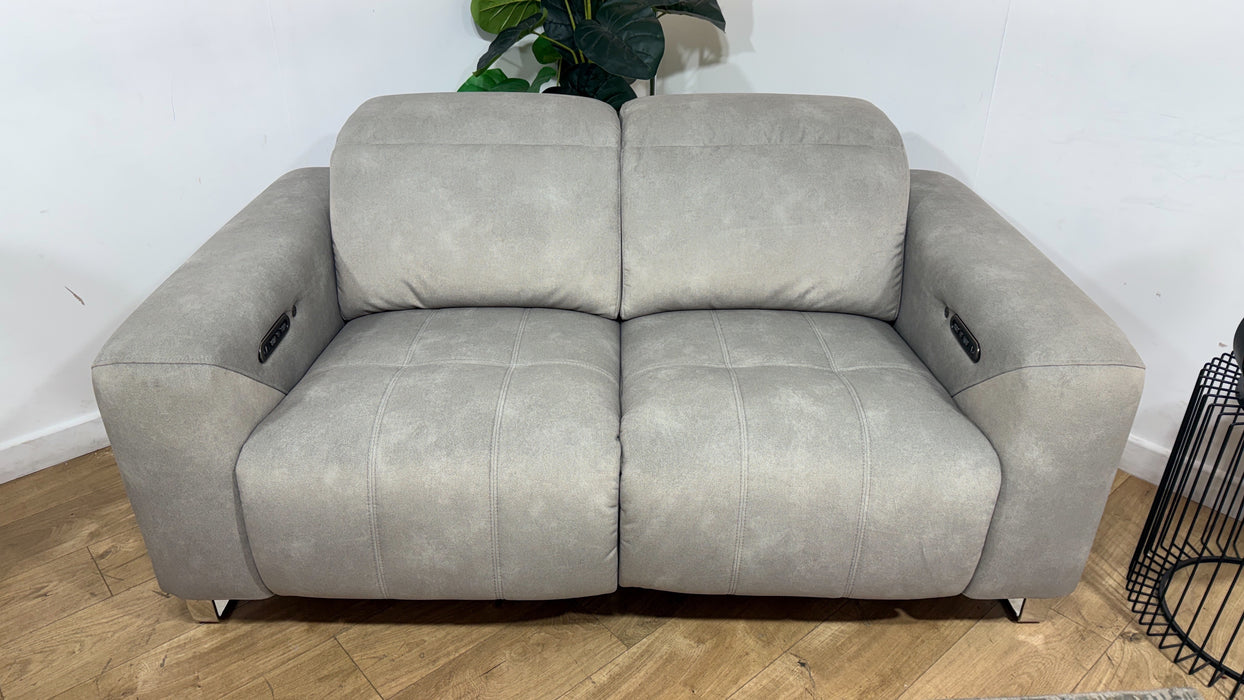 Sofology Marvella Fabric 2 Seater Power Recliner/Headrest Heated Seats in Lifestyle Flecked Stone