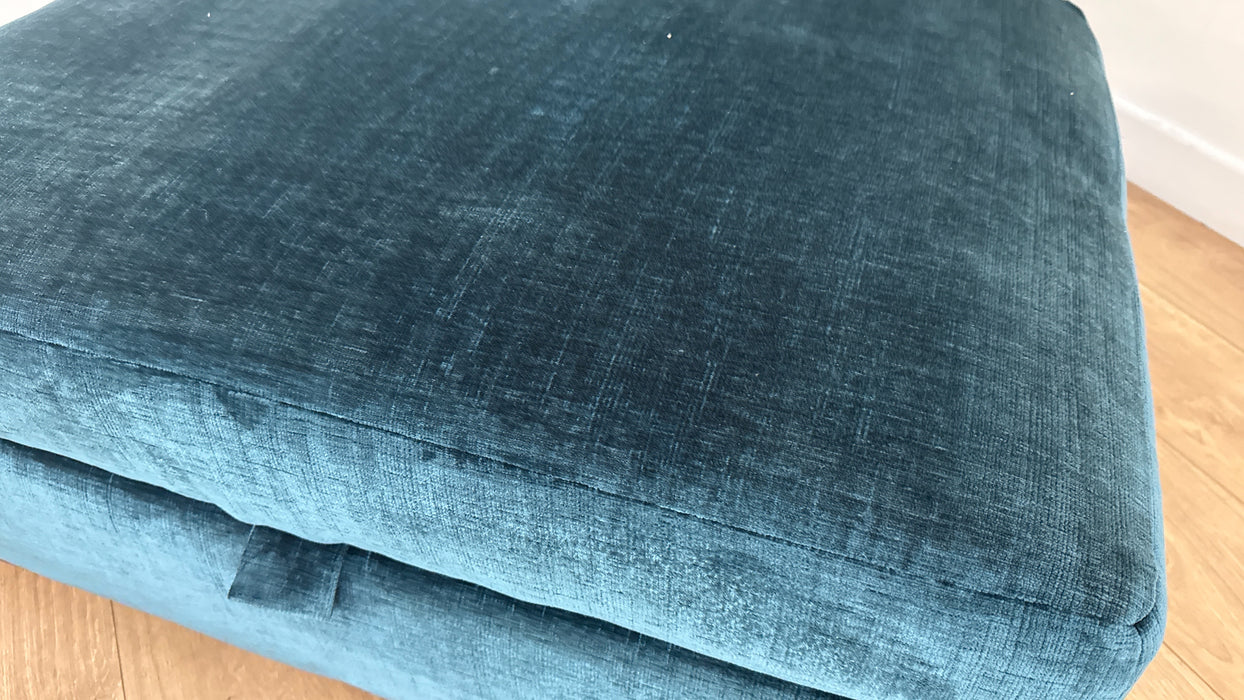 Sofology Majestica Fabric Large Storage Footstool in Luxe Chenille Teal