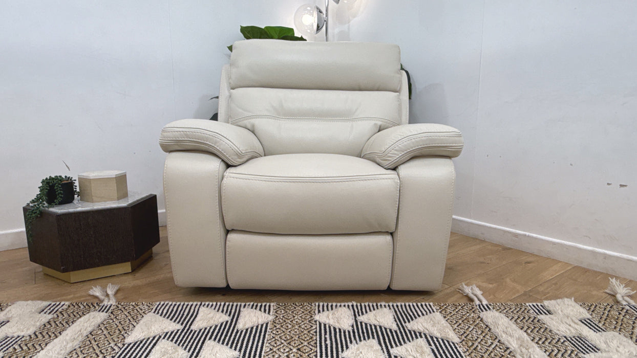 DFS The View Leather Power Recliner in Ivory