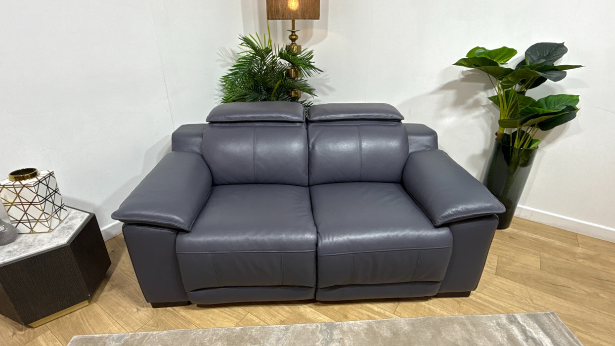 Sofology Benz Leather 2 Seater Power Recliner/Headrest in Trusty Sheen Lavender Grey