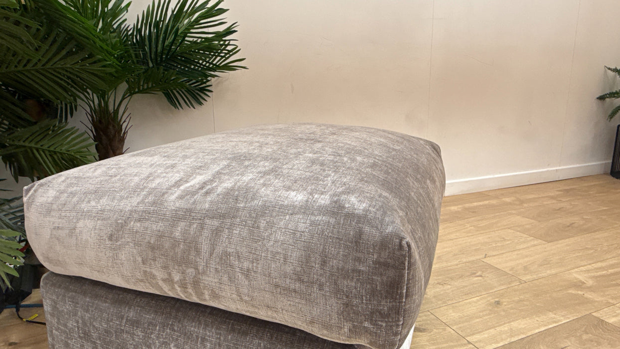Sofology Georgio Fabric Designer Footstool Feather Flex in Luxe Chenille Pewter