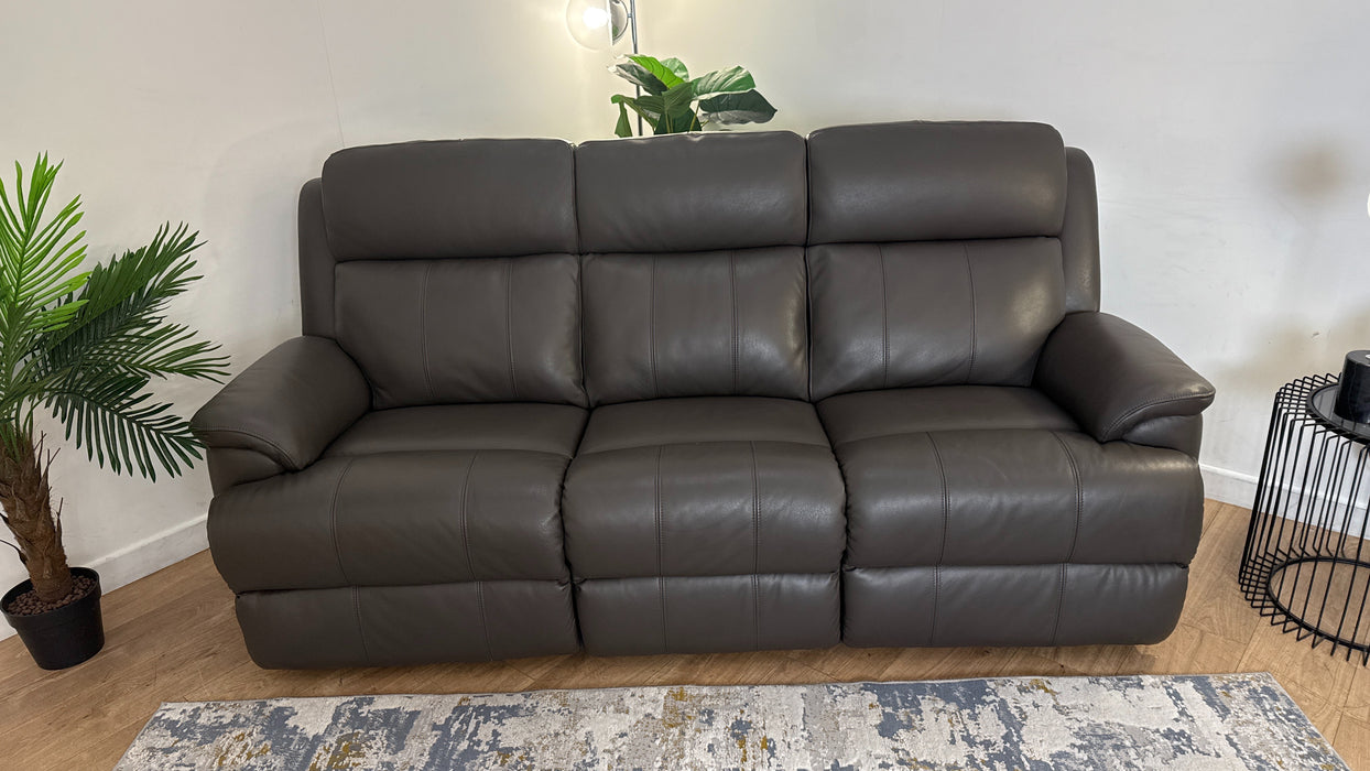 Sofology Gracie Leather 3 Seater in Railings Grey