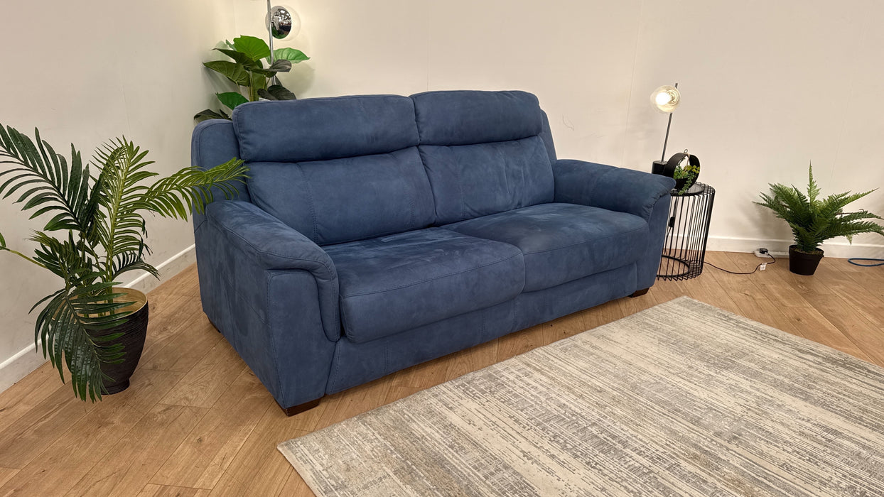 DFS Ronan 3 Seater Fabric Sofabed in Blue Microfibre