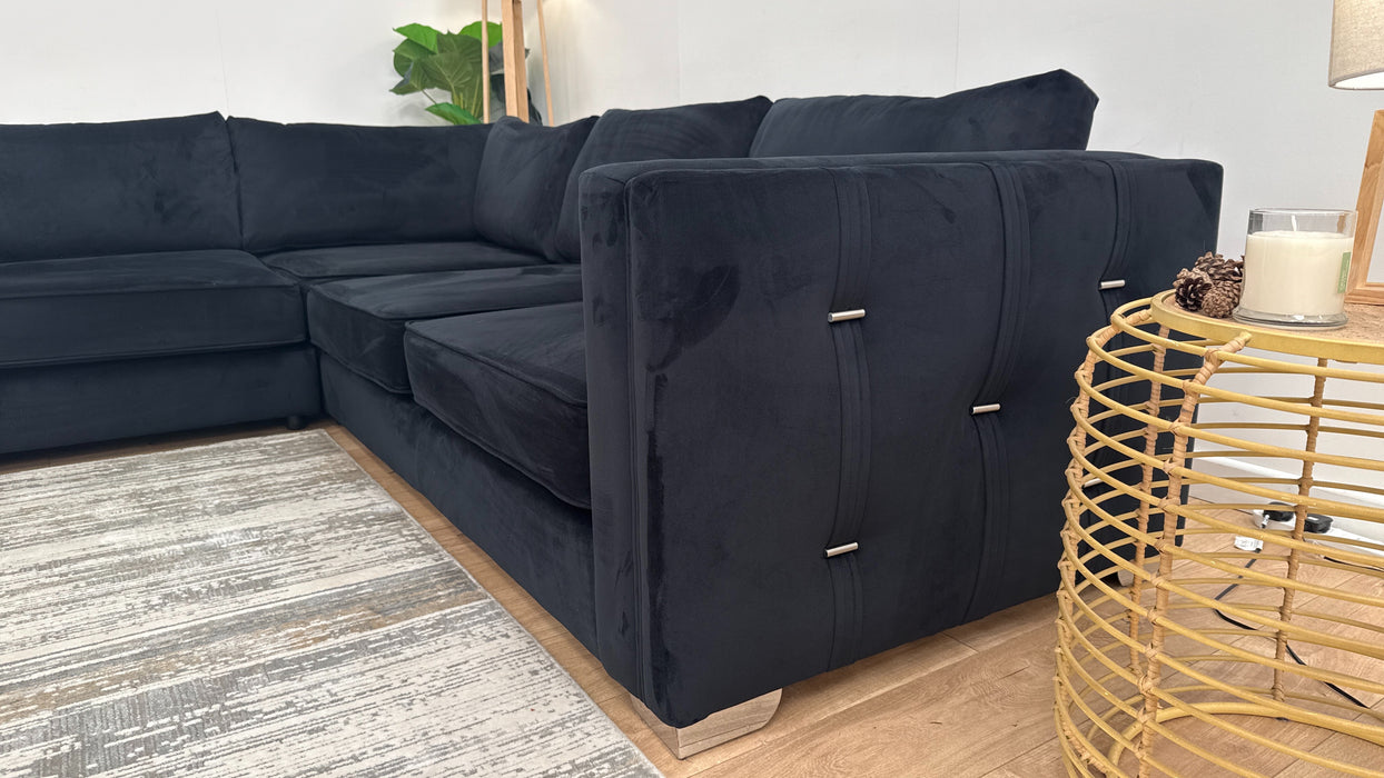 Sofology The Titan 1 Corner 2 Fabric Sofa in Festival Black/Bronze Mix