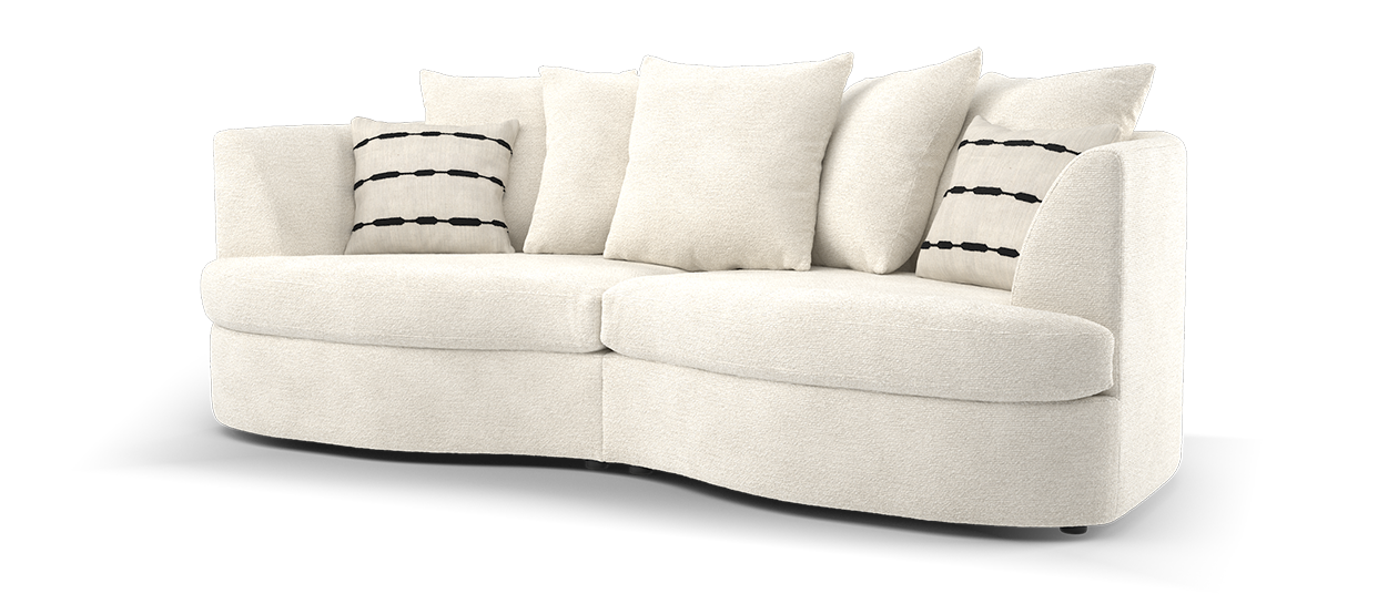 Sofology Chloe Fabric 4 Seater Split Pillow Back in Soft Boucle Ecru Mix