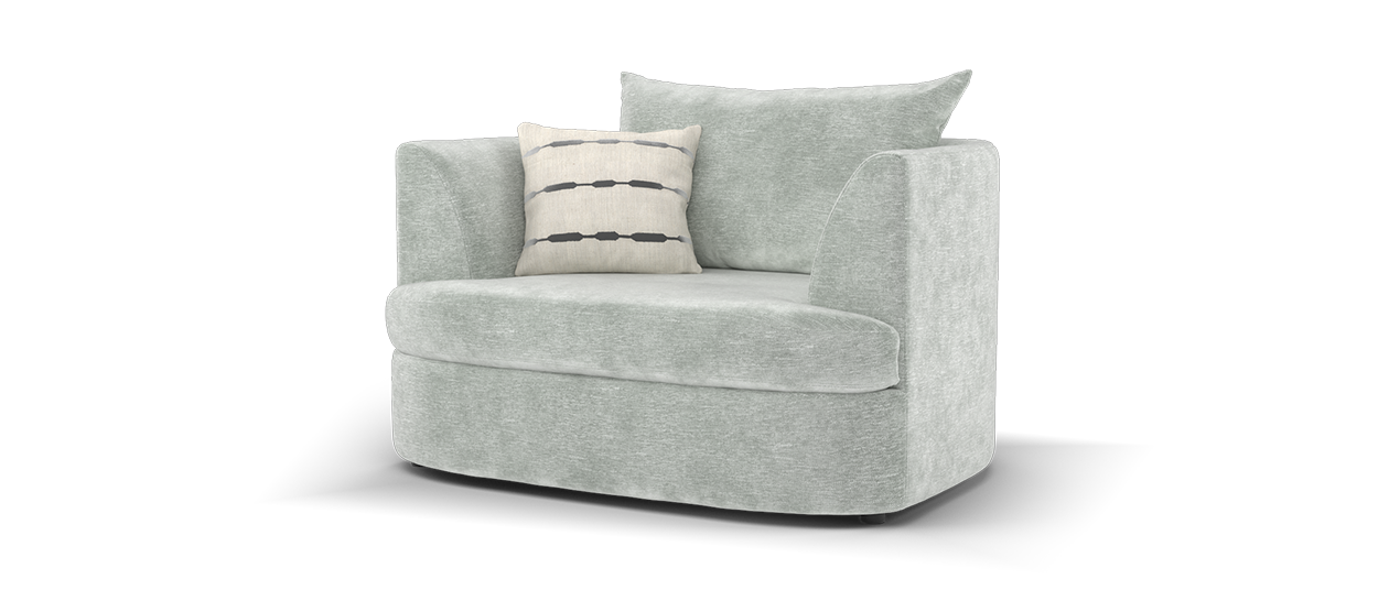 Sofology Chloe Fabric Loveseat Full Back in Linen Look Chenille Grey Mix