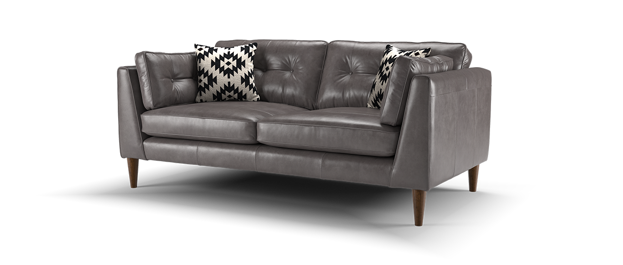 Sofology Cricket Leather 3 Seater in Graphite Mix