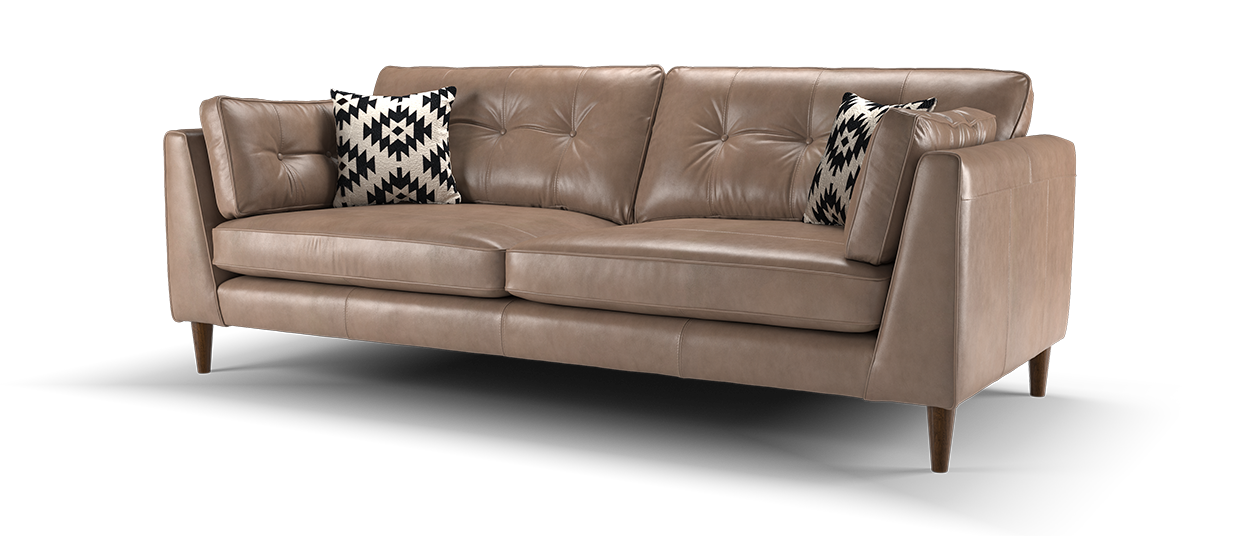 Sofology Cricket Leather 4 Seater in Mushroom Mix