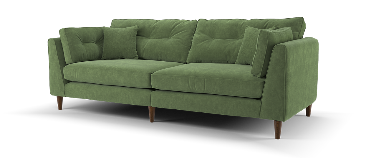 Sofology Cricket Fabric 4 Seater Split in Lifestyle Smooth Fabric Moss
