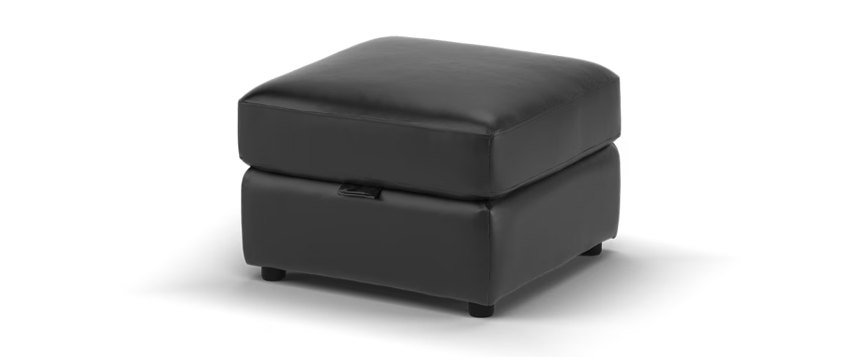Sofology Cleveland Leather Storage Footstool in Trusty Embossed Jet Black