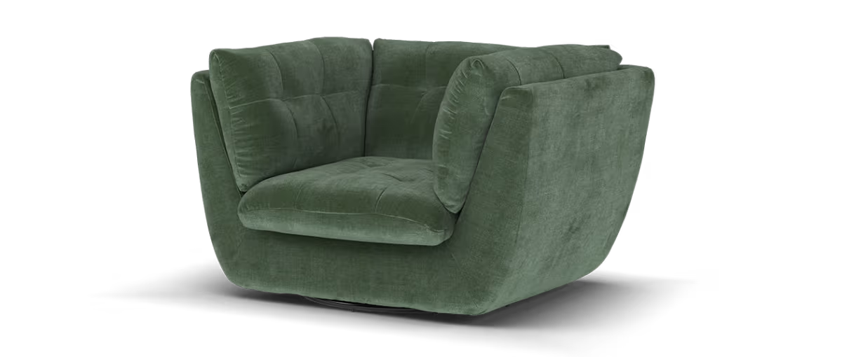 Sofology Cocoon Fabric Swivel Chair in Relaxed Chenille Pine