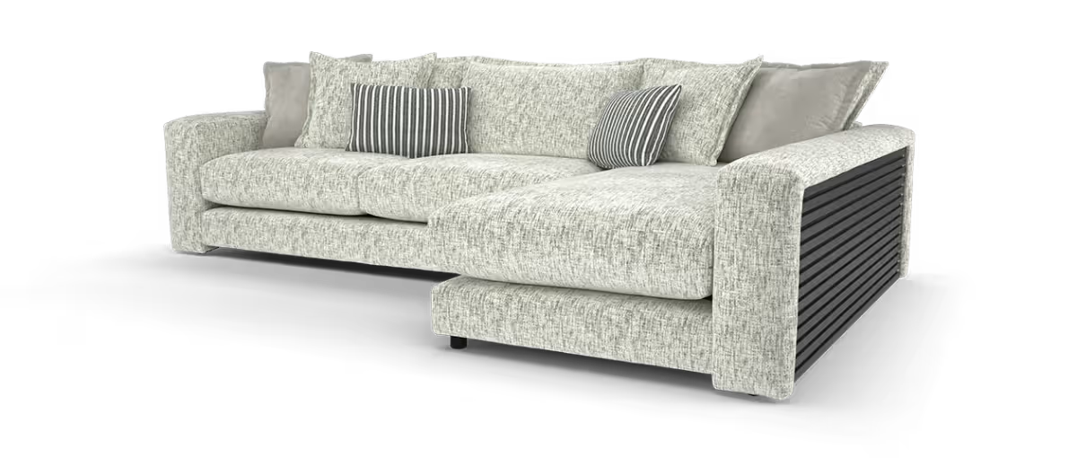Sofology Cove Fabric Grande Chaise in Artisan Chenille Grey Mix