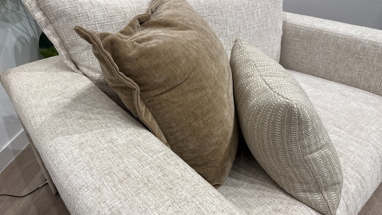 Sofology Cove  Fabric Loveseat Light Wood Panel in Artisan Chenille Ecru Mix