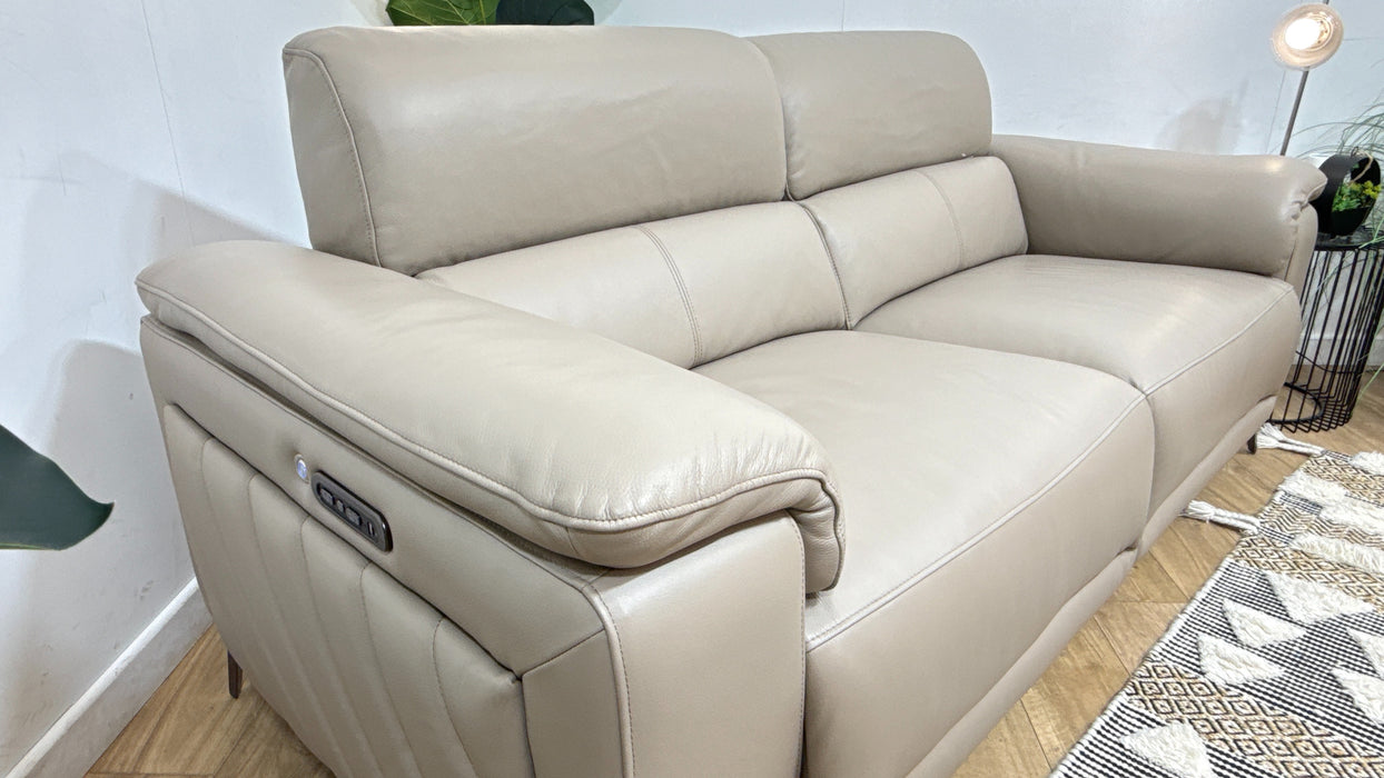 Sofology Fratelli Leather 2.5 Seater Power Recliner/Headrest in Trusty Embossed Stone