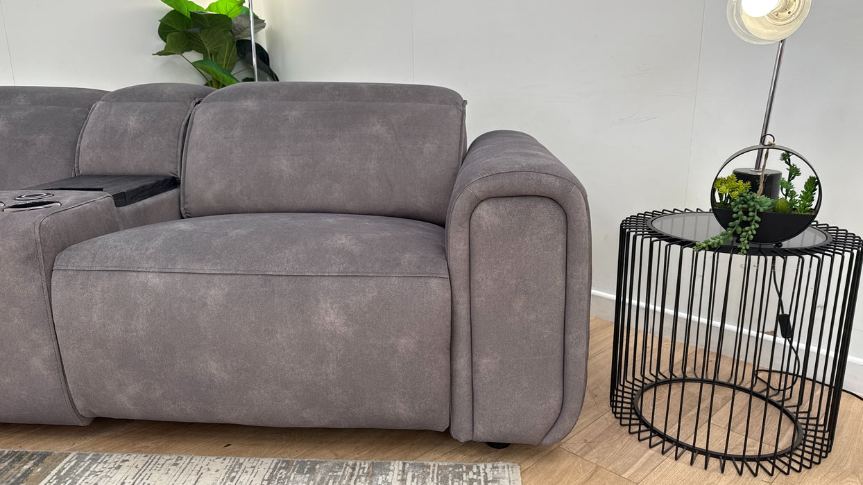 Sofology The Premiere 2.5 Seater Console Fabric Recliner in Lifestyle Flecked Mocha