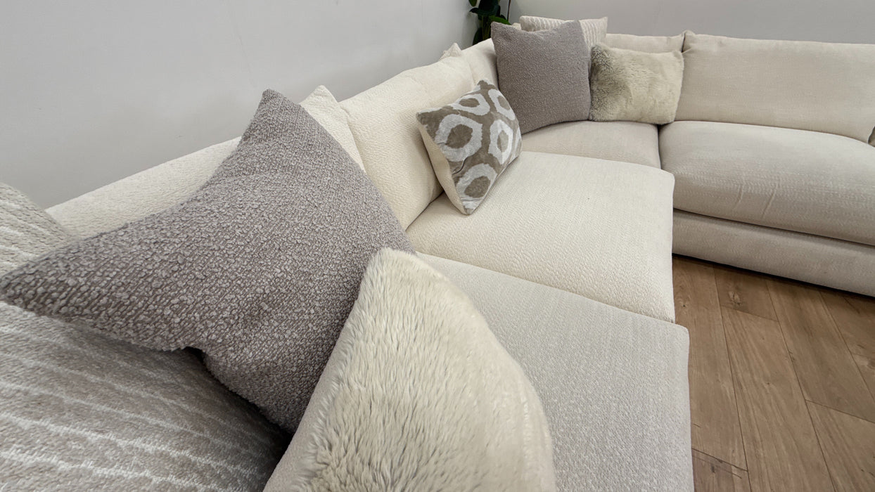 Sofology Marble Arch Fabric 3 Corner 3  in Camden Wood Trim Ecru Mix