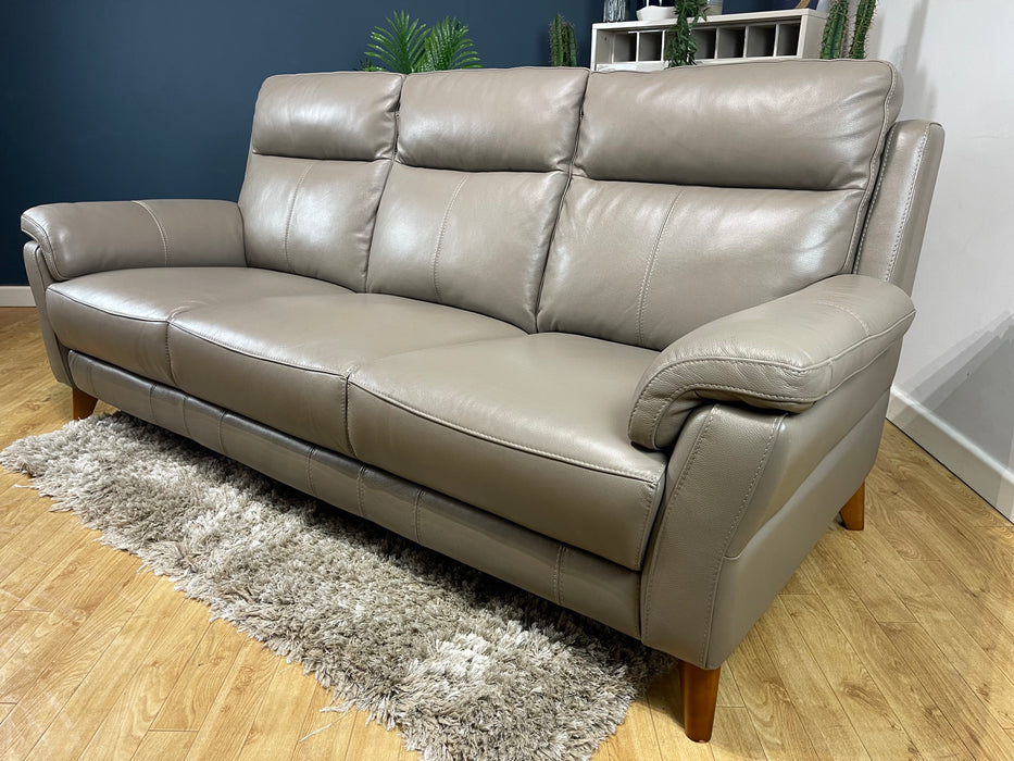 Lucca 3 Seater Le Mans Trusty Soft Sheen Taupe Leather (WA2)