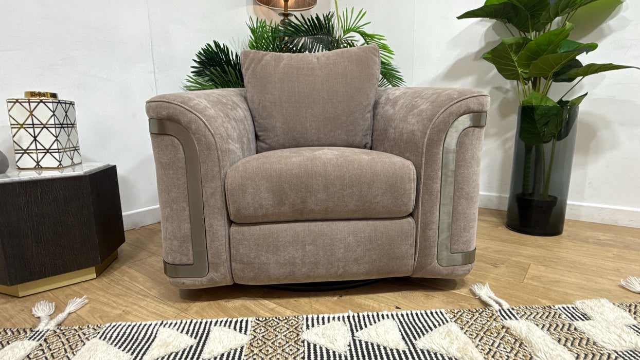 Sofology Plaza Fabric Swivel Chair in Relaxed Chenille Nutmeg