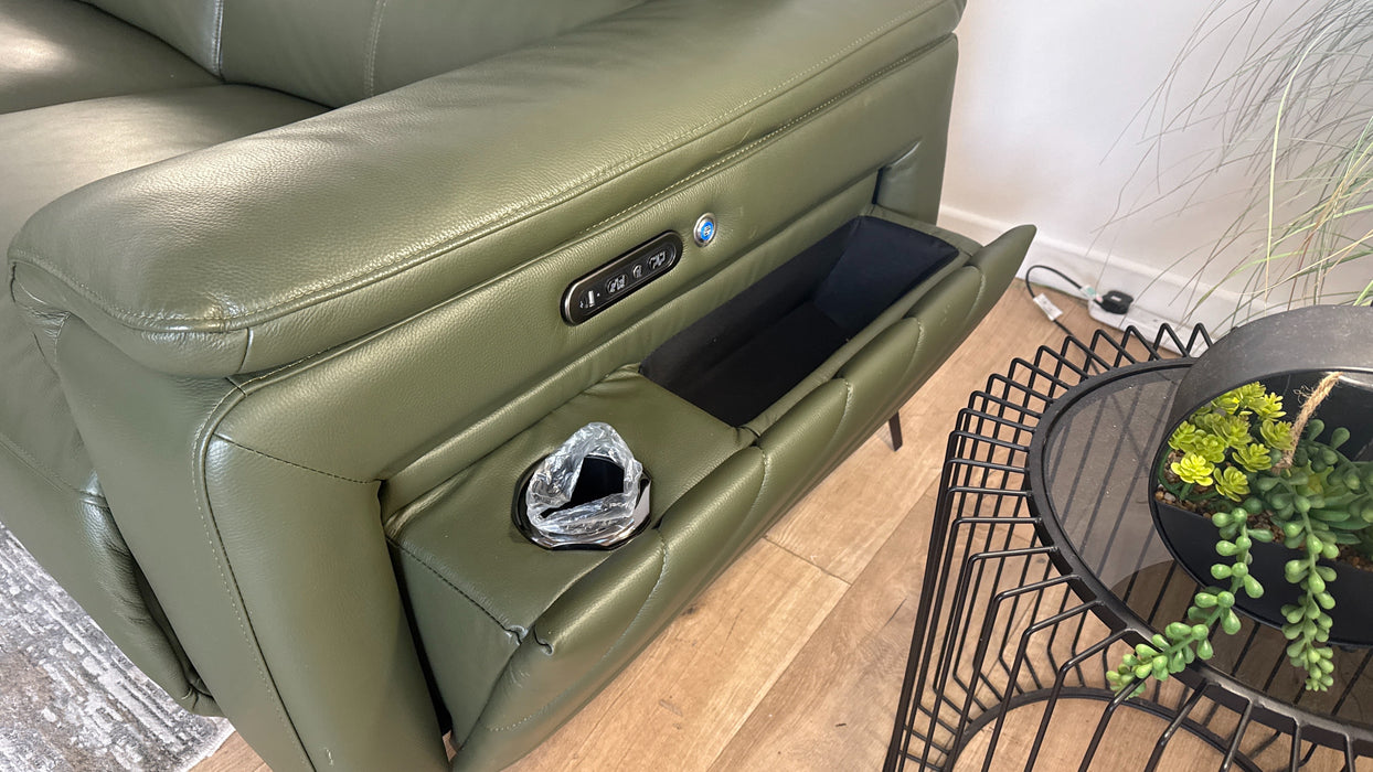 Sofology The Fratelli Leather Recliner 3 Corner 3 in Dark Olive