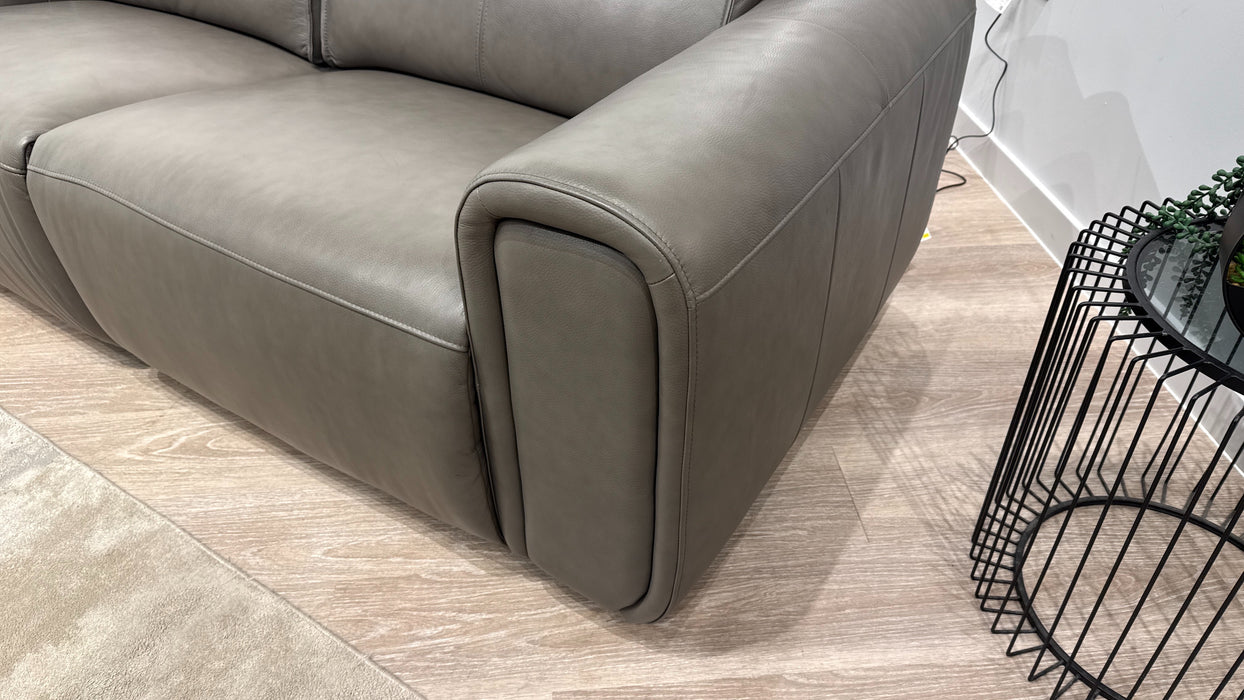 Sofology Premiere Leather 2.5 Seater Power Recliner/Headrest in Trusty Embossed Grey
