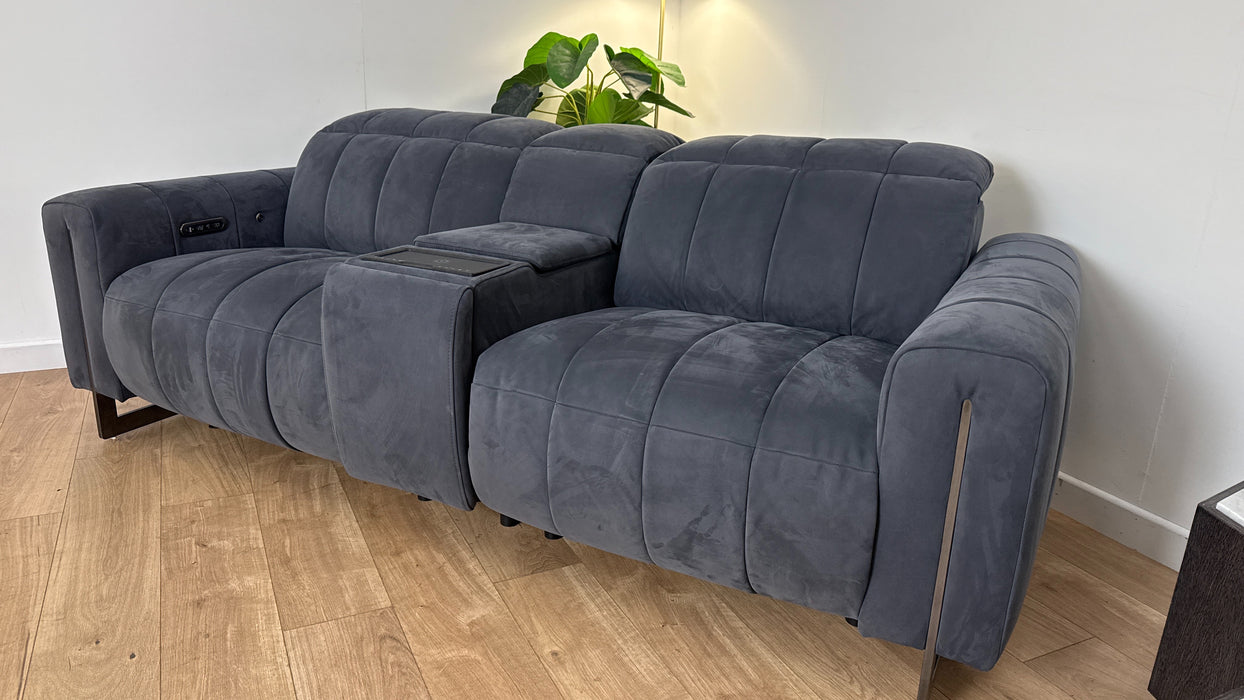 Sofology The Paramount 2.5 Seater Recliner Sofa Console in Nubuck Feel Fabric Charcoal