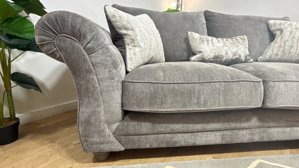 Sofology Highgrove Fabric 3 Seater Full Back Extra Flex Seats in Luxury Deep Pile Chenille Grey Mix