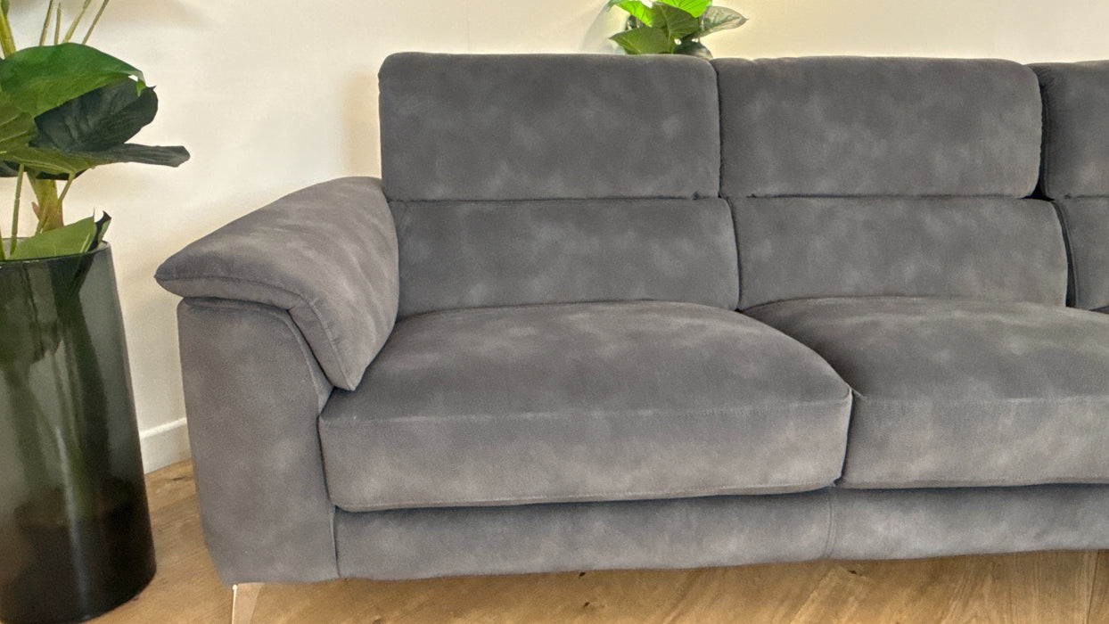 Sofology Illinois Fabric 3 Seater Chaise in Lifestyle Mottled Charcoal