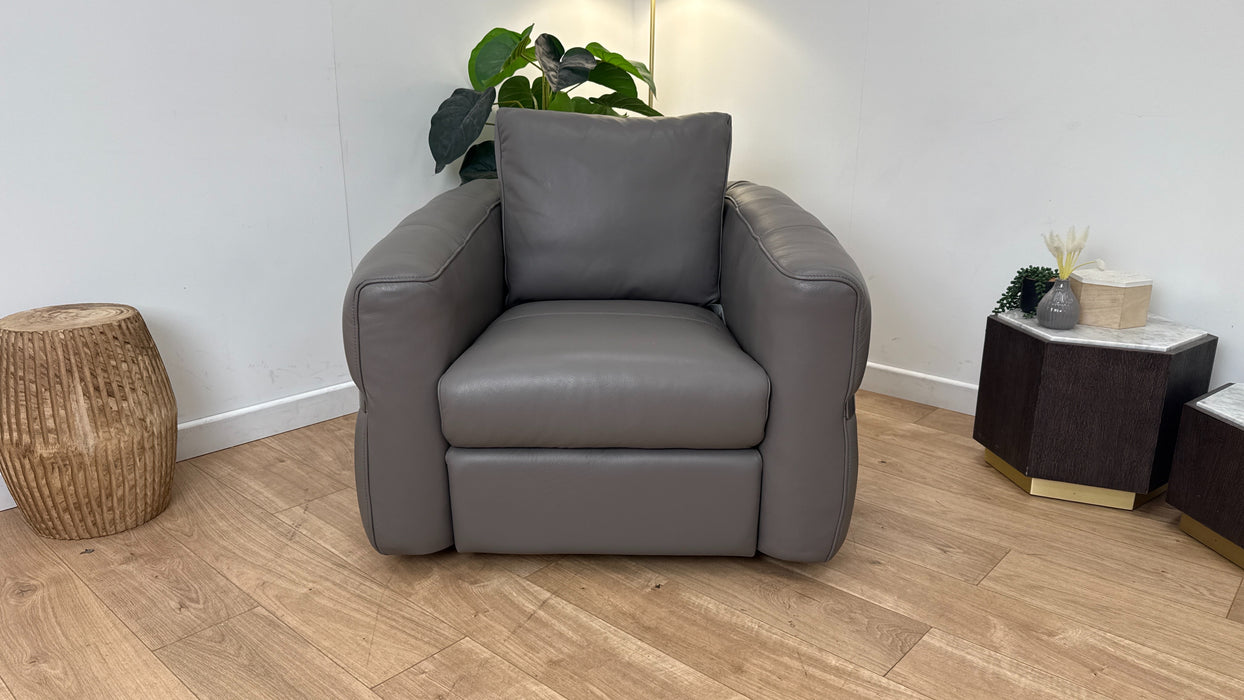 Sofology The Lumiere Leather Swivel Chair in Trusty Embossed Elephant