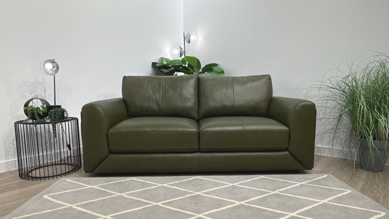 Sofology Elan 2.5 Seater Leather Sofa in Toronto Olive