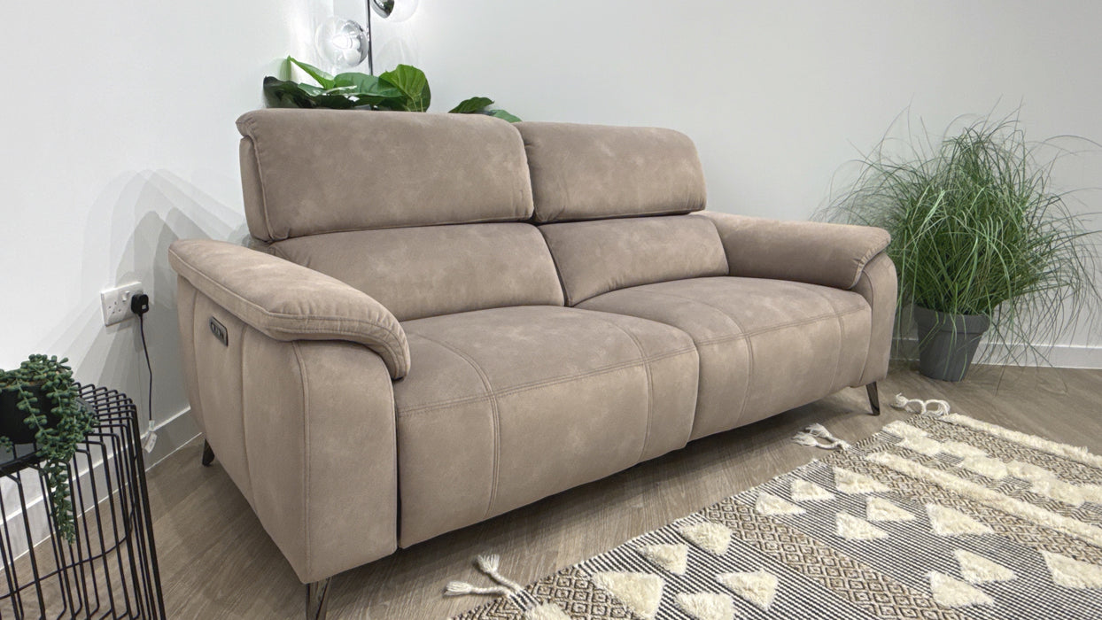 Sofology Bailey Fabric 2.5 Seater Power Recliner/Headrest in Lifestyle Flecked Nutmeg