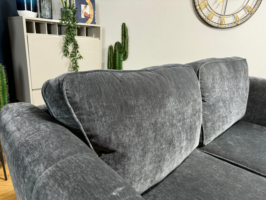 Crystal 2 Seater Full Back Fabric Sofa - Pellier Charcoal/Denny Steel Mix - (WA2)