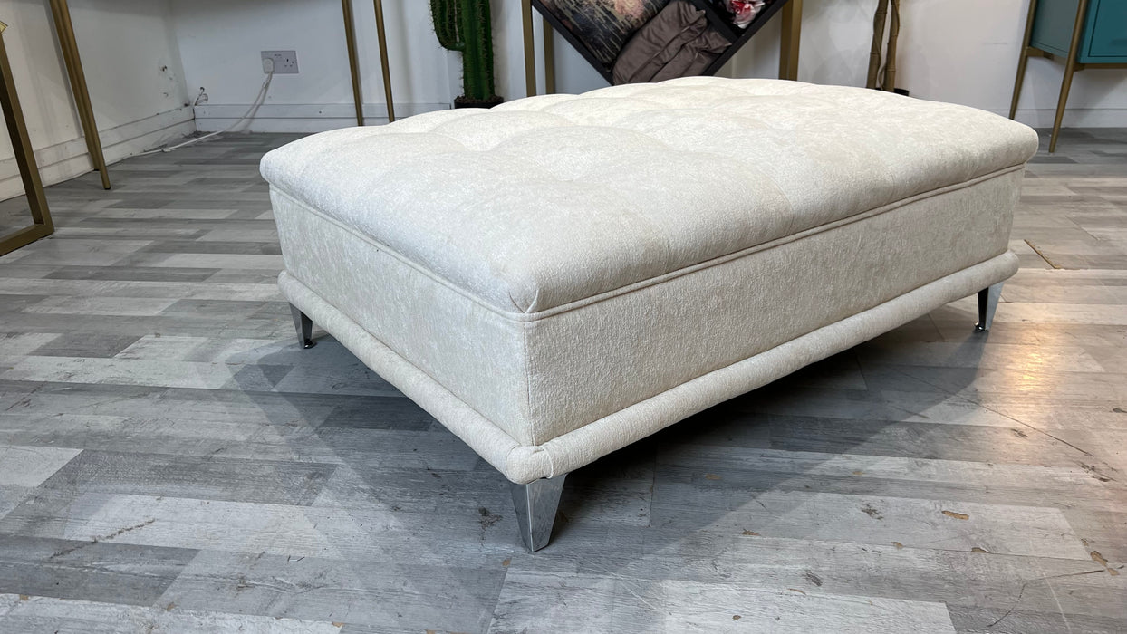 Midas Designer Footstool - Fabric - ivory All Over