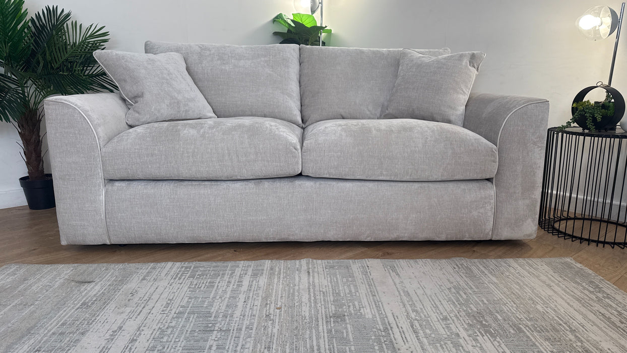 Sofology Georgio Fabric 3 Seater Extra Flex Seats in Luxe Chenille Oyster Mix