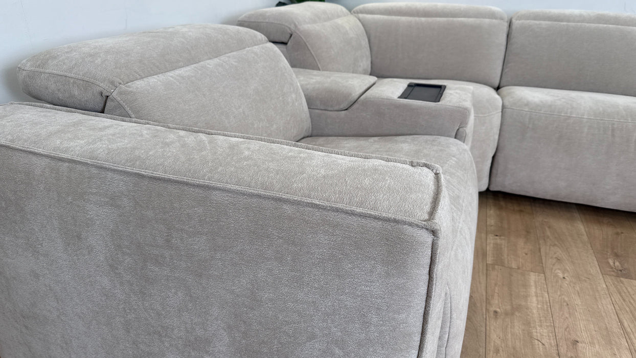 Sofology The Horizon 1.5 Corner 3 Console Recliner Sofa in Textured Chenille Stone