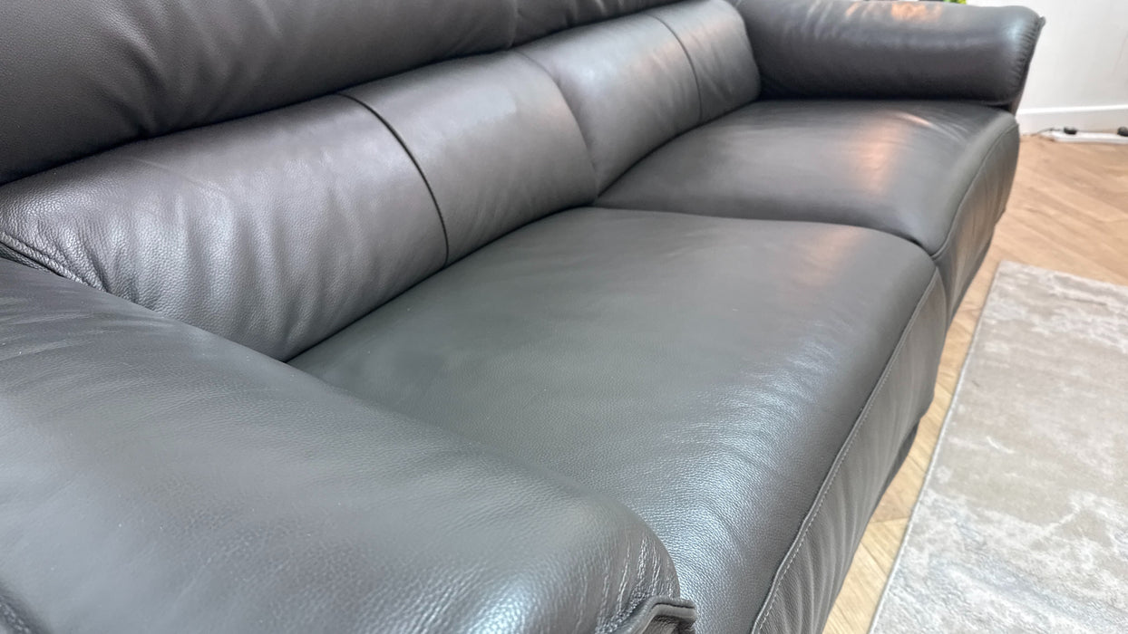 Sofology Hugo Leather 2.5 Seater Power Recliner/Headrest in Trusty Embossed Charcoal