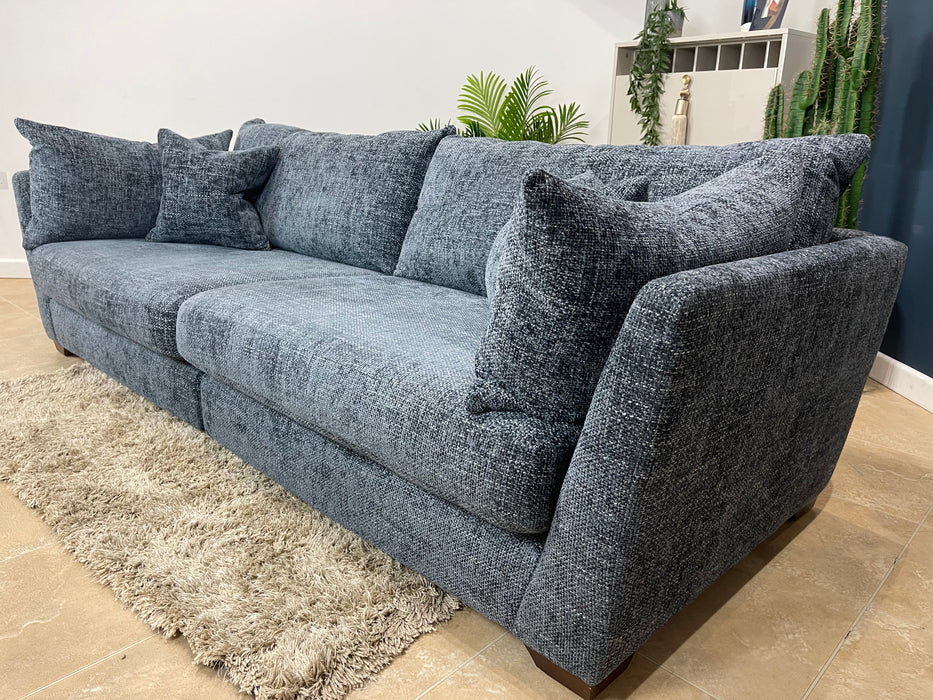 Tallulah 4 Seater Split Basketweave Chenille Navy Fabric (WA2)