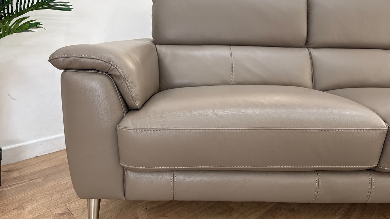 Sofology Illinois Leather 3 Seater in Trusty Soft Sheen Taupe