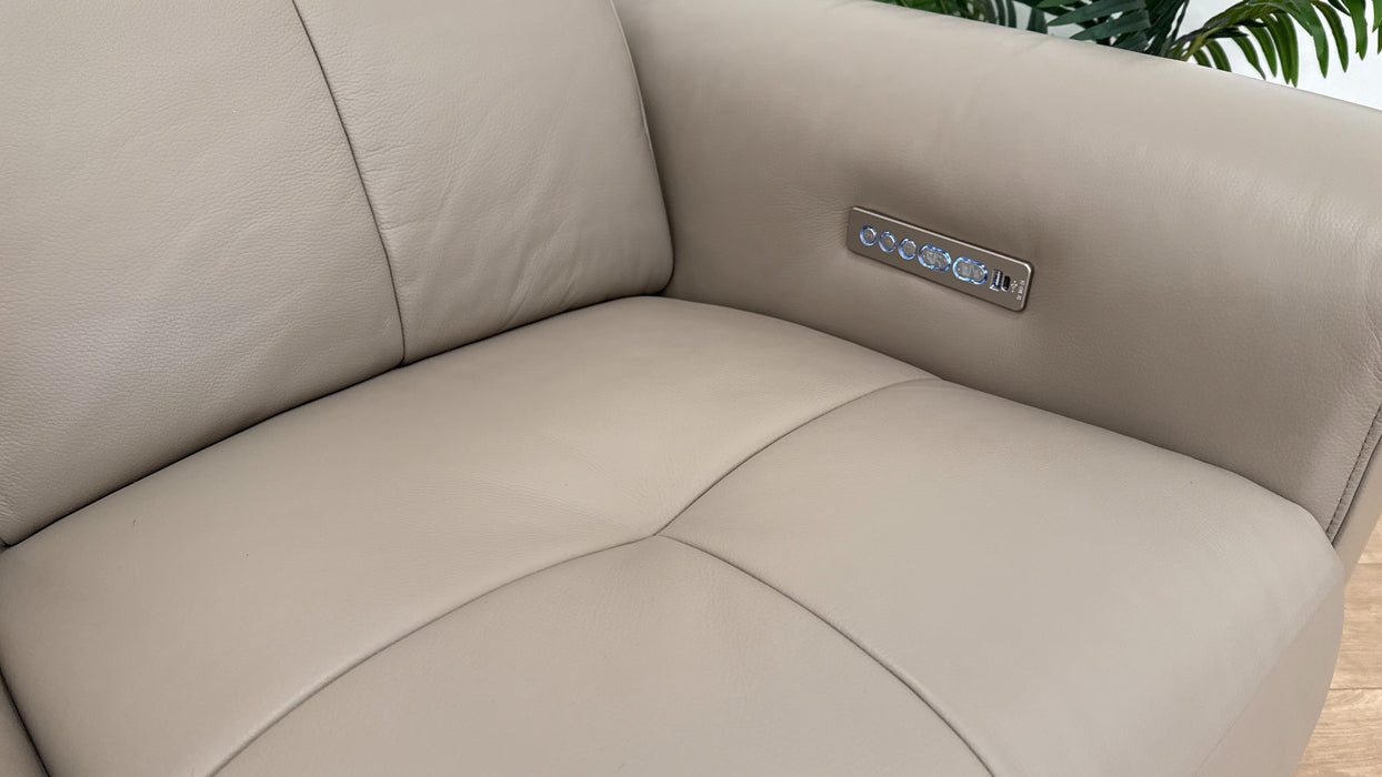 Sofology The Rivera Leather 3 Seater Power Recliner/Headrest in Trusty Embossed Stone