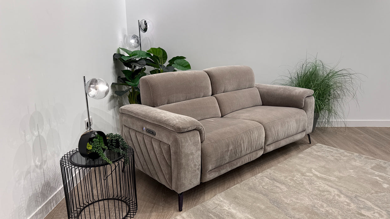 Sofology Fratelli Fabric 2.5 Seater Power Recliner/Headrest in Relaxed Chenille Nutmeg