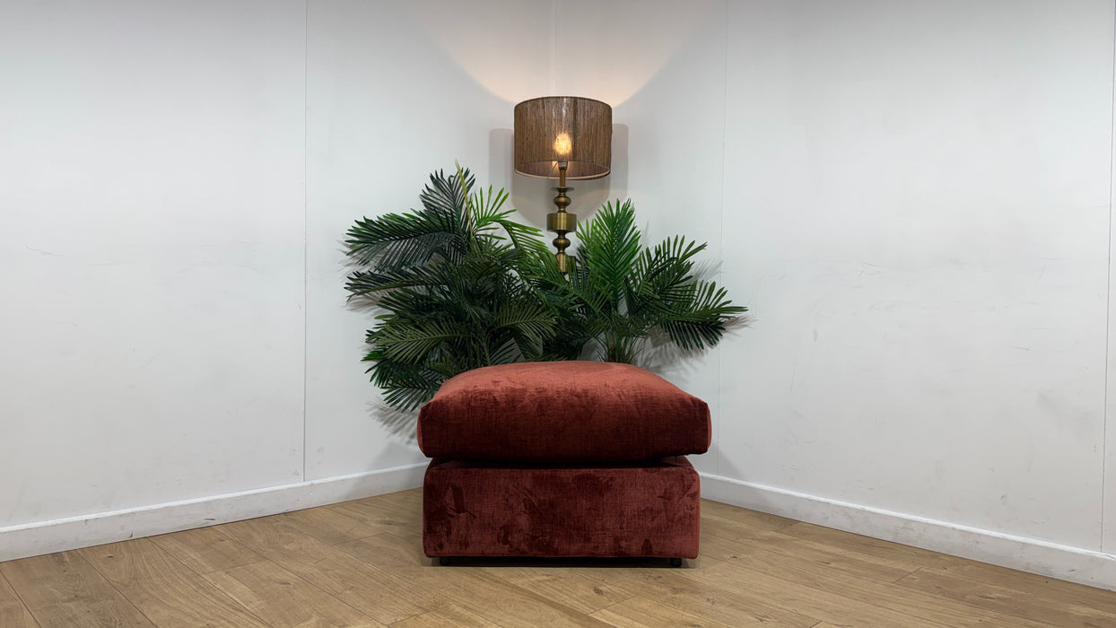 Sofology Georgio Fabric Designer Footstool Extra Flex Interior in Luxe Chenille Burgundy