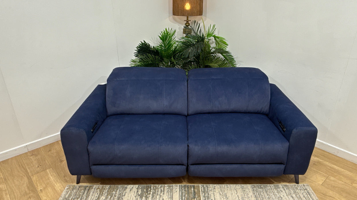 Sofology The Allure Fabric 2.5 Seater Power Recliner/Headrest Heated Seats Lumbar Support in Lifestyle Flecked Navy