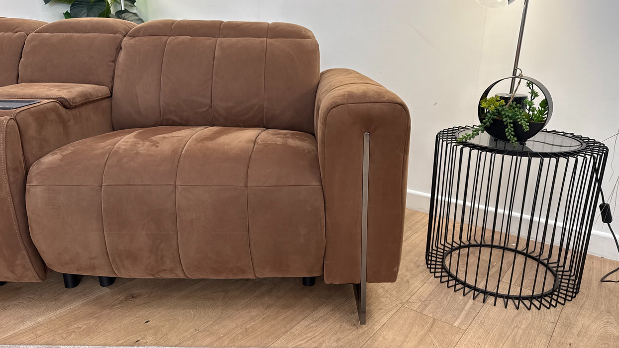 Sofology The Paramount Fabric 2.5 Seater Console Power Recliner/Headrest Speakers in Lifestyle Nubuck Feel Pecan