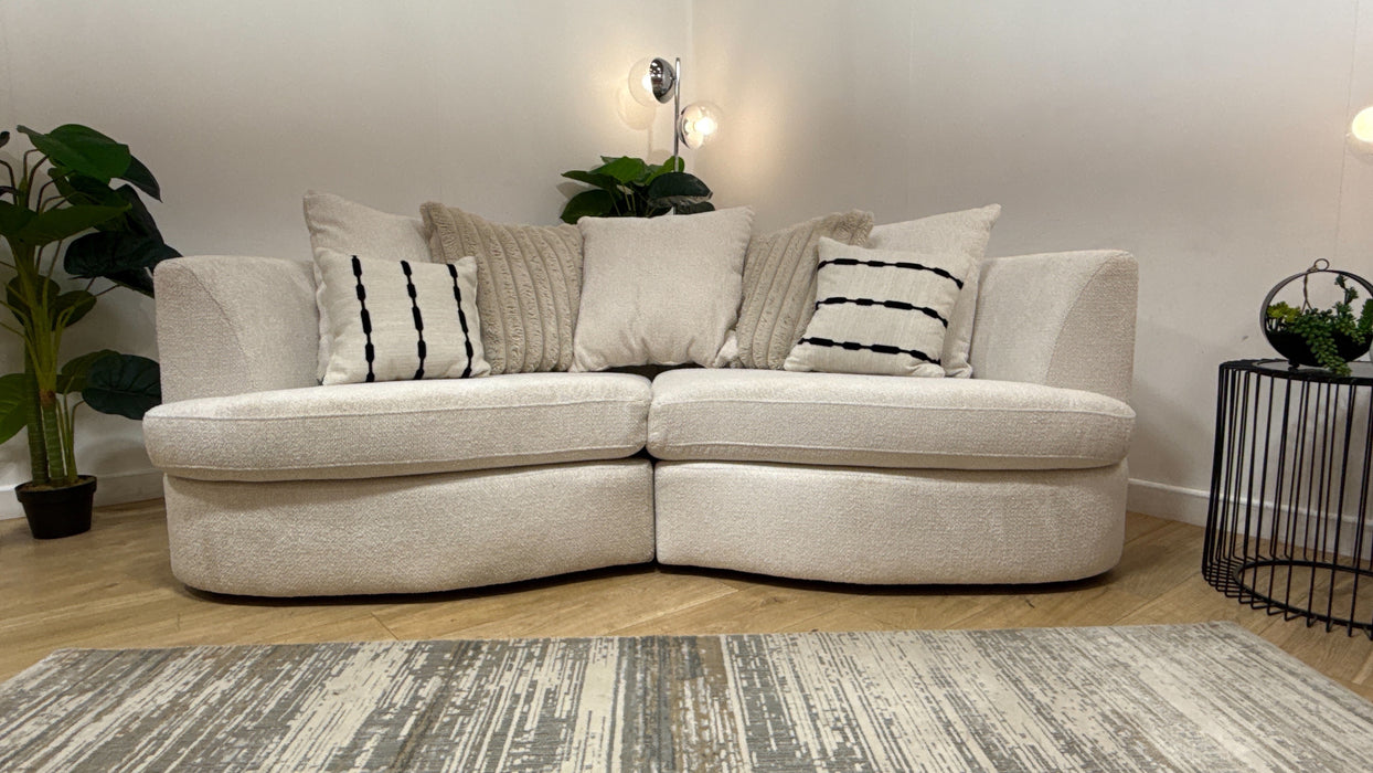 Sofology Chloe Fabric 4 Seater Split Pillow Back in Soft Boucle Ecru Mix