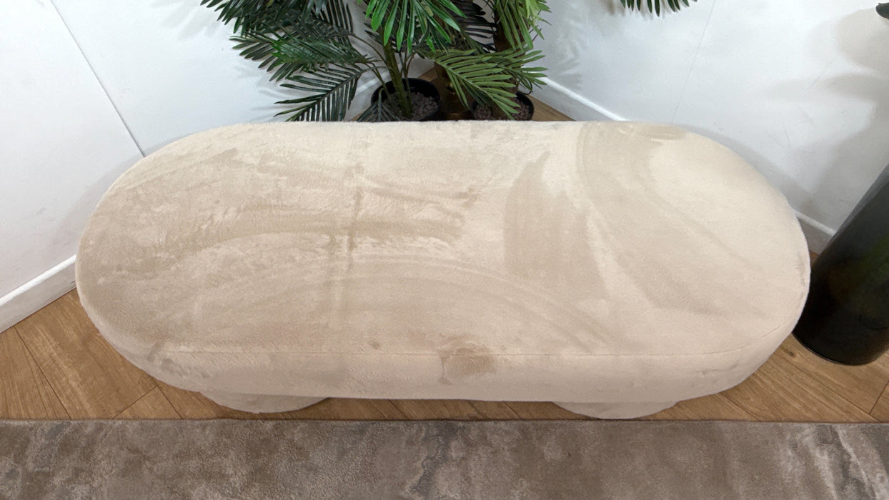 Sofology Chamonix Designer Footstool in Soft Short Pile Faux Fur Natural Mix