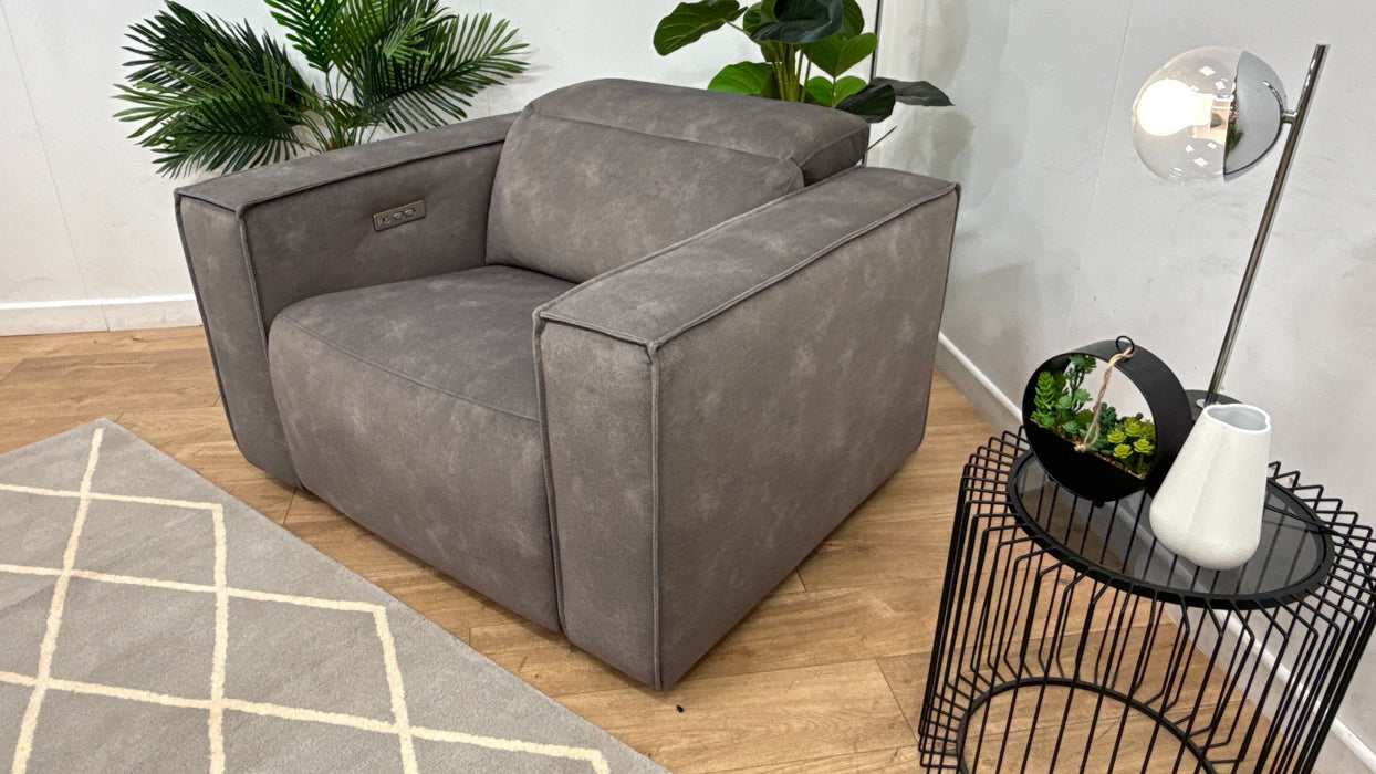 Sofology Horizon Fabric Loveseat Power Recliner in Lifestyle Flecked Mocha