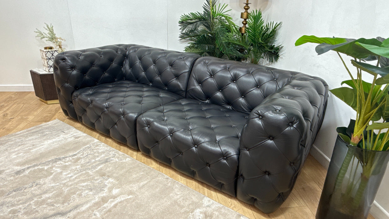 Sofology Venezia Leather 3 Seater in Trusty Embossed Black